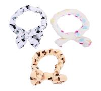 TEHAUX 3 Stück pack Elastische Stirnbänder aus Korallenfleece mit Schleife Bequemes Kosmetik Haarband zum Schminken und Gesichtwaschen für Frauen