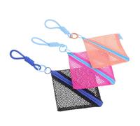 TEHAUX 3 Stück Pack Kleiner Netz Geldbörsen aus Tofu Mesh mit Reißverschluss Kompakte Atmungsaktive Aufbewahrungstaschen für Lippenstift Kopfhörer und Münzen Tragbare Reise Organizer