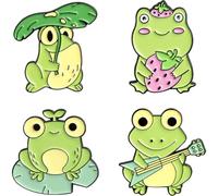 TEHAUX 4 Stück Frosch Broschen Cartoon Ebene Emaille Anstecknadeln aus Legierung Bunte Niedliche Kragennadeln für Damenaccessoires Modische Schmuckpins für Alltag und Feierlichkeiten
