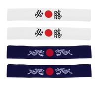 TEHAUX 4 Stück Japanische Stirnbänder im Samurai Stil aus Weicher Baumwolle Schweißfreies Bindenbares Haarband für Karate Sport und Themenpartys Herren Zubehör im Japanischen Kostümstil