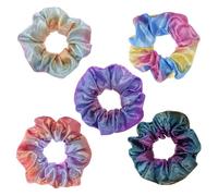 TEHAUX 5 Stück Glänzende Haargummis mit Regenbogen Gradient Weiches Stoffmaterial Bequem und Modisch für Frauen und Mädchen im Alltag Zufällige Farbe