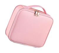 TEHAUX Große Kosmetiktasche im Modischen Rosa mit Reißverschluss aus Pu Leder Abnehmbaren und Verstellbaren Fächern Großer Kapazität für Aufbewahrung und Arbeit