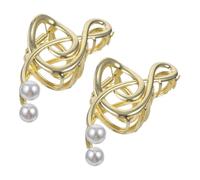 TEHAUX Haarspangen Elegante Goldfarbene 2 Stück pack mit Perlen und Musiknoten aus Zinklegierung Haarklammern Sicherer und Stilvolles Accessoire für Frauen für Festival und Konzert