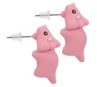 TEHAUX Lustige Ebene Ohrstecker Ohrhänger Kreativer Ohrschmuck Damen Mädchen Ohr Accessoires Rosa Dinosaurier Design