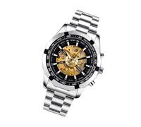 TEHAUX Mechanische Herren Armbanduhr aus Zinklegierung Skeleton Design mit Durchsichtigem Zifferblatt Wasserfest Stilvolle Business Uhr für Männer Geeignet für Jede Gelegenheit