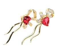 TEHAUX Romantische Rote Herz-bow Ohrringe Damen Modischer Ohrstecker Eleganter Schmuck für Party und Alltag