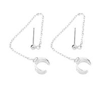 TEHAUX Silberner Ohrclip mit Anhängerkette Modische Clip Ohrringe für Damen Baumelnde Ohrklemme in Sterling Silber Eleganter Schmuck für Party und Alltag