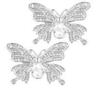 TEHAUX Strass Schmetterlings Schuhclips für Damenschuhe Hochzeits und Festtagsschuhdekor 1 Paar Schuhclips für Pumps und High Heels Silberfarbene Schuhschnallen