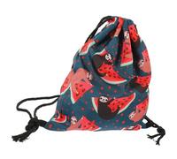 TEHAUX Turnbeutel mit Kordelzug aus Oxford Stoff Verstellbarer Kordelzug Süßes Faultier und Wassermelonenmuster Praktischer Rucksack für Sport