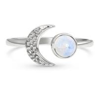 TEHAUX Verstellbarer Damenring aus Kupfer in Silber mit Mond und Sonne Motiv Eleganter Offener Ring Leicht und Bequem für Alltag und Besondere Anlässe