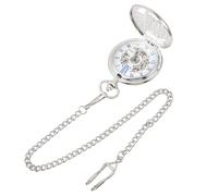 TEHAUX Vintage Taschenuhr mit Kette Taschenuhr Anhänger aus Zinklegierung Silber Mechanisch Tragbar und Dekorativ Geschenk für Erwachsene