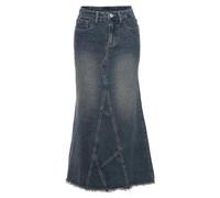 TEidea Rock Damen Mode, Eng Anliegender Unregelmäßiger Langer Jeansrock Für Frauen, Geeignet Für Die Arbeit Und Ausgehen-Blau-L