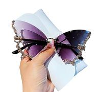 TEidea Sonnenbrille Vintage Randlose Schmetterlings-Sonnenbrille Für Damen, Übergroße Sonnenbrille, Damenbrille-Lila
