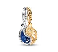 Teilbarer Charm Anhänger Sonne und Mond, bicolor