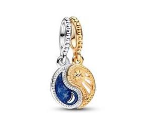 Teilbarer Charm Anhänger Sonne und Mond, bicolor