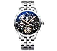 TEINTOP Ailang Skelett Uhren Herren Automatik Steampunk Mechanische (Silber Stahl)