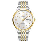 TEINTOP Automatik Uhr Herren Mechanische Uhren Kalender Geschäft Armbanduhren (Silber Gold Weiß)