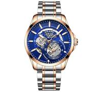 TEINTOP Herren Automatik Skelett Uhren Ailang Serie Stahlarmband Männer Armbanduhr (Roségold Blau)