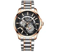 TEINTOP Herren Automatik Skelett Uhren Ailang Serie Stahlarmband Männer Armbanduhr (Roségold Schwarz)