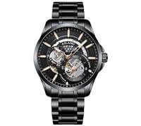 TEINTOP Herren Automatik Skelett Uhren Ailang Serie Stahlarmband Männer Armbanduhr (Schwarz)