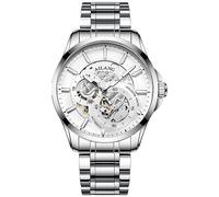 TEINTOP Herren Automatik Skelett Uhren Ailang Serie Stahlarmband Männer Armbanduhr (Silber Weiß)