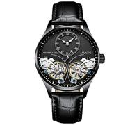 TEINTOP Herren Automatik Uhren Skelett Ailang Serie Lederband Männer Armbanduhr (Schwarz)