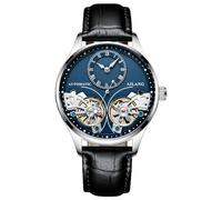 TEINTOP Herren Automatik Uhren Skelett Ailang Serie Lederband Männer Armbanduhr (Silber Blau)