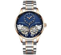 TEINTOP Herren Automatik Uhren Skelett Ailang Serie Stahlband Männer Armbanduhr (Roségold Blau)