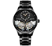 TEINTOP Herren Automatik Uhren Skelett Ailang Serie Stahlband Männer Armbanduhr (Schwarz)