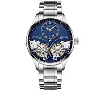 TEINTOP Herren Automatik Uhren Skelett Ailang Serie Stahlband Männer Armbanduhr (Silber Blau)