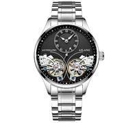 TEINTOP Herren Automatik Uhren Skelett Ailang Serie Stahlband Männer Armbanduhr (Silber Schwarz)