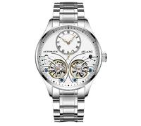 TEINTOP Herren Automatik Uhren Skelett Ailang Serie Stahlband Männer Armbanduhr (Silber Weiß)