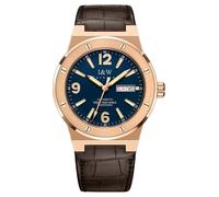 TEINTOP I&W Automatik Uhr Herren Mechanische Uhren Japanische Bewegung Lederarmband Armbanduhren (Roségold Blau)