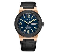 TEINTOP I&W Automatik Uhr Herren Mechanische Uhren Japanische Bewegung Lederarmband Armbanduhren (Roségold Schwarz Blau)
