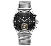 TEINTOP Multifunktionsuhren Herren Automatik Uhr Mechanische Offenes Herz Männlich Armbanduhren (Schwarz)