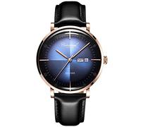 TEINTOP Unisex Armbanduhr Herren Analog Automatische Mechanische Uhren mit Leder Armband(Rose Blau)