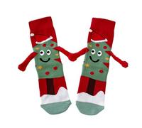 Teksome Weihnachtssocken mit den Händen - personalisierte Weihnachtsstrümpfe, Paar-Magnetsocken, mittlere Röhrensocke, lustige