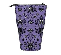 Teleskop-Federmäppchen, gelbe Sonnenblume, Blumenmuster, Schreibwaren, Federmäppchen, Make-up-Tasche, tragbare Büro-Schreibwarentasche für Teenager, Mädchen, Erwachsene, Horror-Muster auf violettem