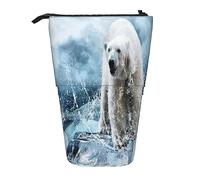 Teleskop-Federmäppchen, Gitarre, britische Flagge, Schreibwaren, Federmäppchen, Make-up-Tasche, tragbare Büro-Schreibwarentasche für Teenager, Mädchen, Erwachsene, Cool Animal White Eisbär, Pencil