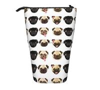 Teleskop-Federmäppchen, Gitarre, britische Flagge, Schreibwaren, Federmäppchen, Make-up-Tasche, tragbare Büro-Schreibwarentasche für Teenager, Mädchen, Erwachsene, Schwarzgelber Mops, Pencil