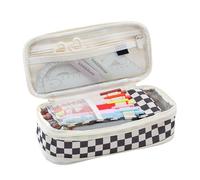 Teleskop-Federmäppchen mit doppeltem Reißverschluss, erweiterbare Aufbewahrungsbox mit transparenten Fächern und Stiftfächern, 22 x 11 x 6,5 cm, Verbundstoff-Organizer für Schule, Kunst, Reisen