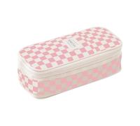 Teleskop-Federmäppchen mit doppeltem Reißverschluss, erweiterbare Aufbewahrungsbox mit transparenten Fächern und Stiftfächern, 22 x 11 x 6,5 cm, Verbundstoff-Organizer für Schule, Kunst, Reisen, rose