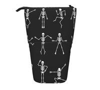 Teleskop-Federmäppchen, Rose und Totenkopf, Schreibwaren, Federmäppchen, Make-up-Tasche, tragbare Büro-Schreibwarentasche für Teenager, Mädchen, Erwachsene, Niedliches Skelett Tanzen, Pencil