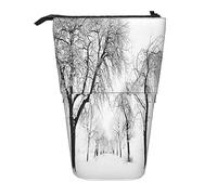 Teleskop-Federmäppchen, schönes Frühstücks-Schreibwaren, Federmäppchen, Make-up-Tasche, tragbare Büro-Schreibwaren-Tasche für Teenager, Mädchen, Erwachsene, Schwarz-weißer Baum, Pencil Telescopic,