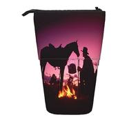 Teleskop-Federmäppchen, Sonnenuntergänge, See, Pferde, Schreibwaren, Federmäppchen, Make-up-Tasche, tragbare Büro-Schreibwarentasche für Teenager, Mädchen, Erwachsene, Cowboy West, Pencil Telescopic,