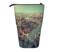 Teleskop-Federmäppchen, Strand, Palme, Stühle, Boote, Schreibwaren, Federmäppchen, Make-up-Tasche, tragbare Büro-Schreibwarentasche für Teenager, Mädchen, Erwachsene, Berühmtes Stadtbild, Pencil