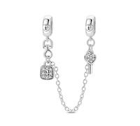 Teleye Schlüsselschloss-Sicherheitskette, versilbert, exquisite dekorative Perle, kompatibel mit klassischen Armbändern