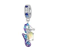 Teleye Zarter Seepferdchen-Anhänger Charm 925 Sterling Silber Charm passt für Pandora Armband Halskette, BSC850