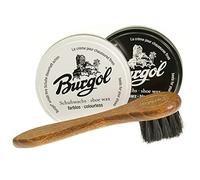 TelMo Doppelpack Burgol 2x100ml Schuhwachs Cremebürste [Schwarz - Farblos]