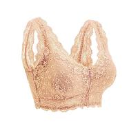 Telusu Gepolsterte Mastektomie-BHS for Frauen Nach Der Operation Push-Up-BH Sexy Spitze Taschen-BH Unterwäsche for Silikonbrüste (Color : Beige, Size : XXXL/XXX-Large)